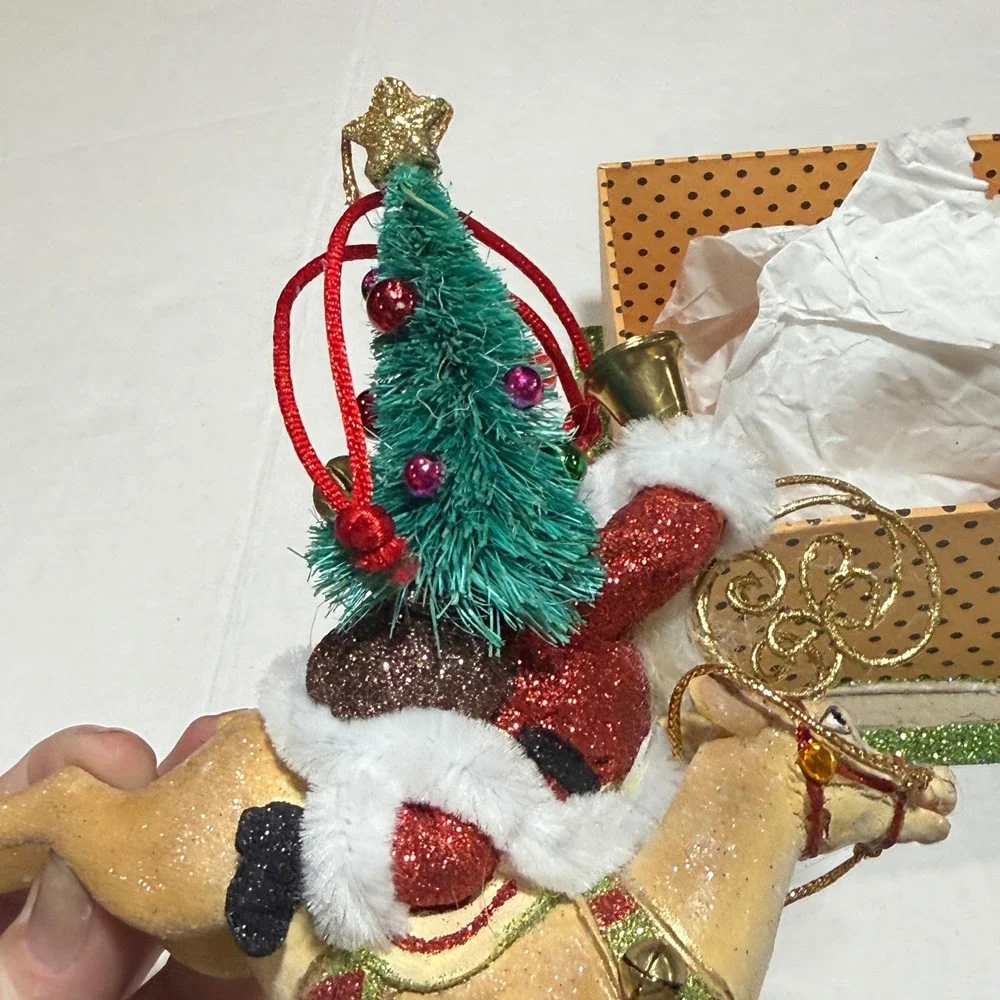 Katherine's Collection Santa Riding Reindeer Christmas Ornament wBox 6in FLAW